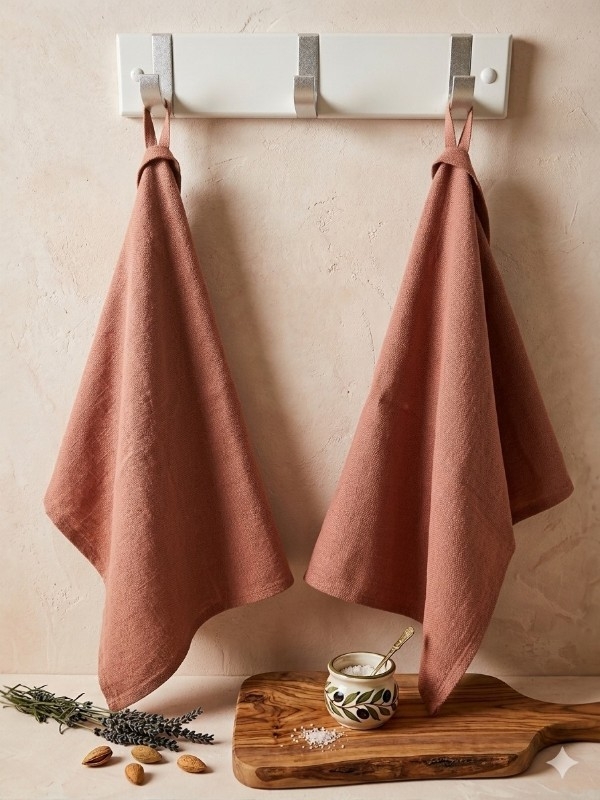 2 ensfargede dus rosa kjøkken håndklær